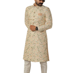 Lucknowi Chikankari Embroidered Pastel Sherwani Achkan with Floral Details | Jaipurio